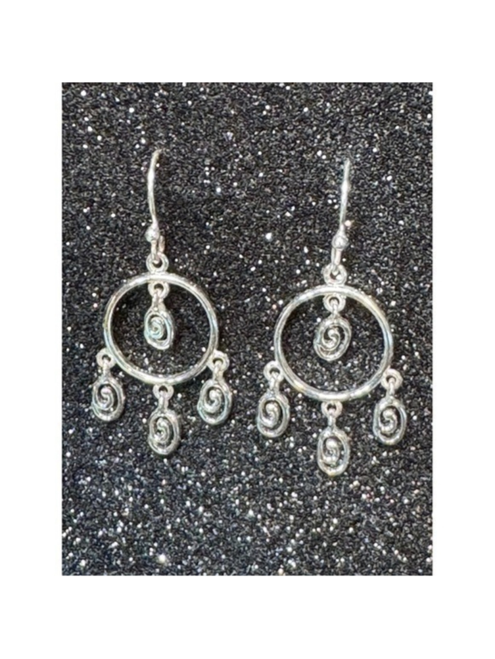 Sterling Silver 925 Spiral Chandelier Dangle Earrings Boho Circle 4g - Picture 2 of 6